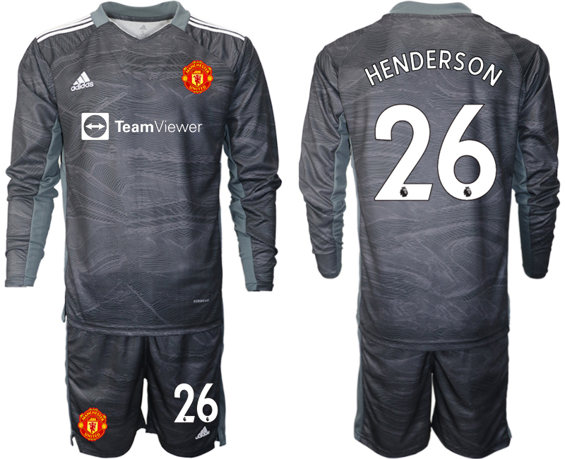 Men 2021-2022 Club Manchester United black goalkeeper Long Sleeve #26 Soccer Jersey->manchester united jersey->Soccer Club Jersey